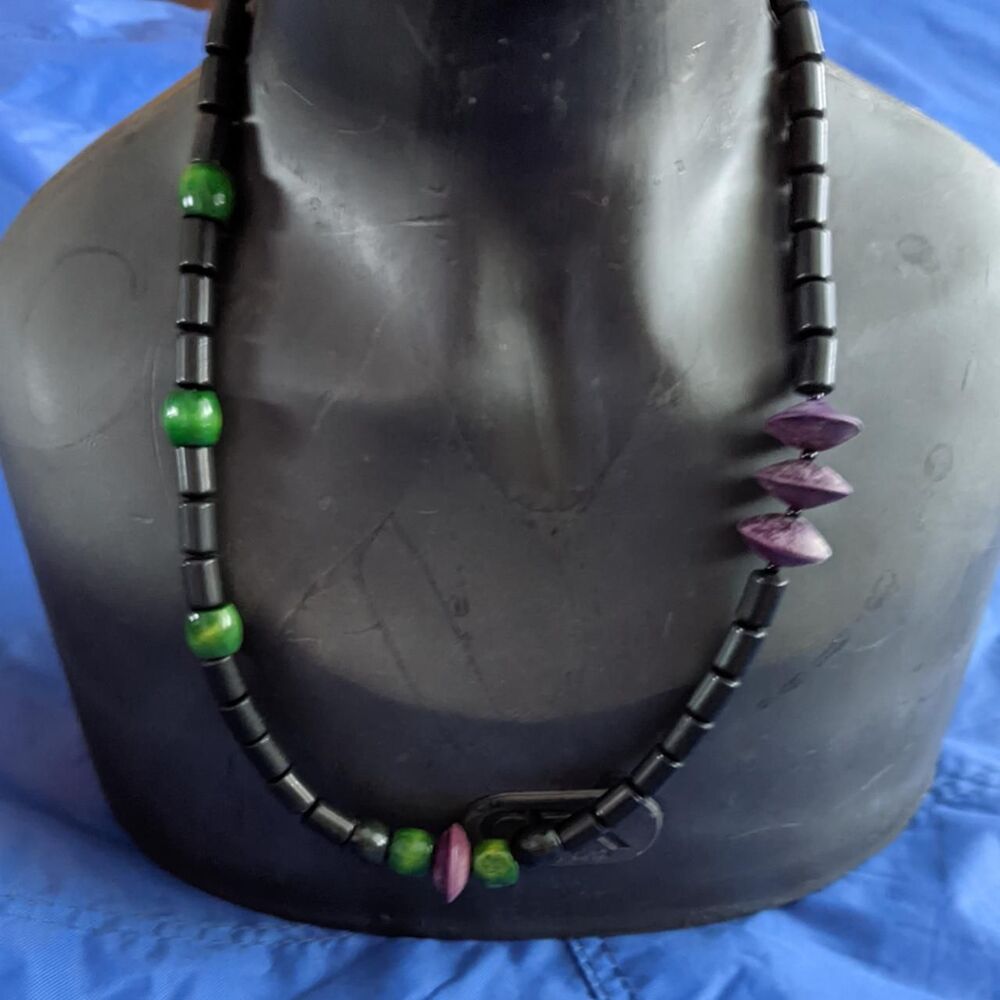 Green Purple Black funky necklace